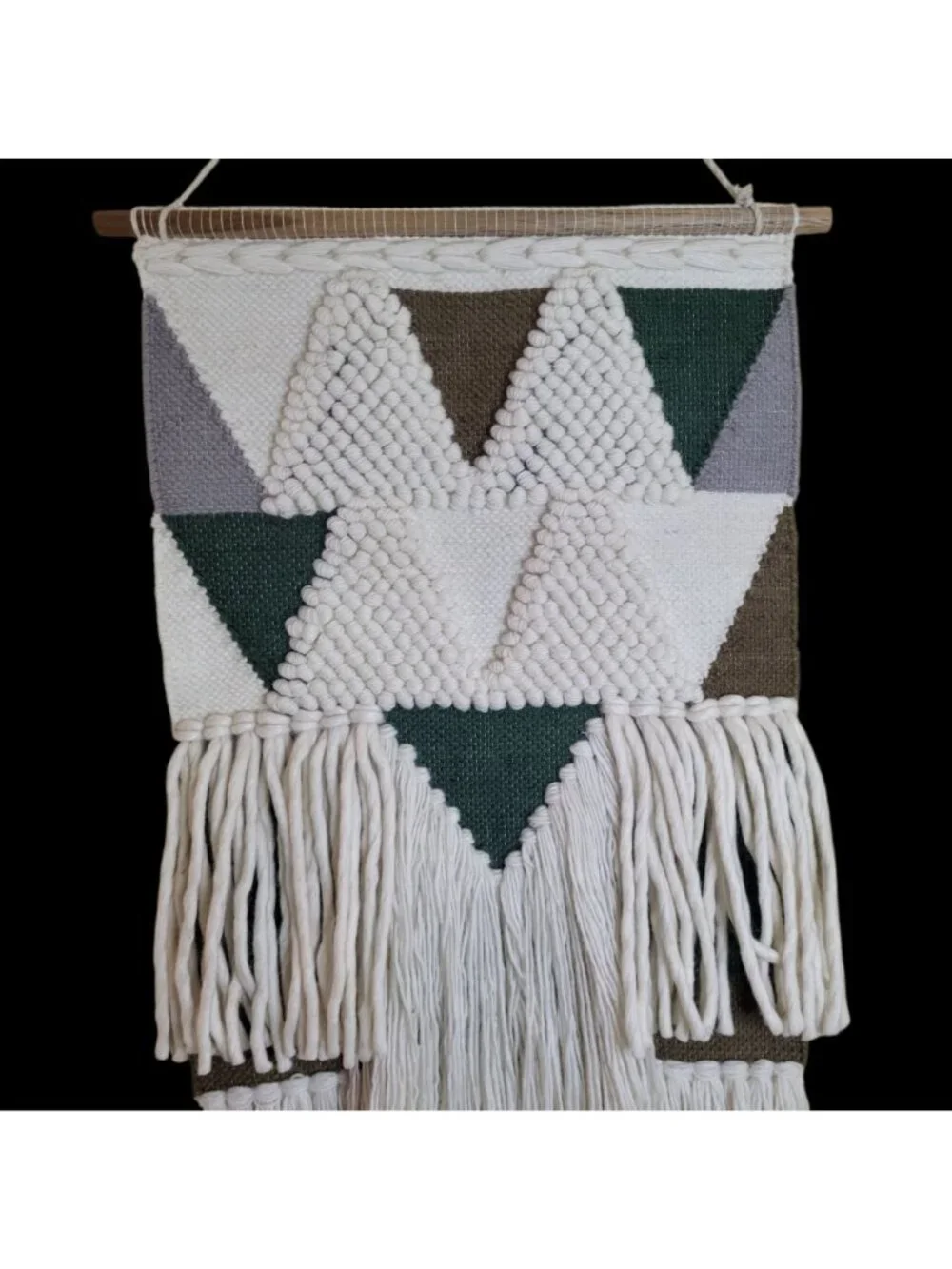 nuLOOM Retro Hand-Woven Fiber Art Wall Hanging Ivory 100% Wool 1.5 x 3.5 Feet